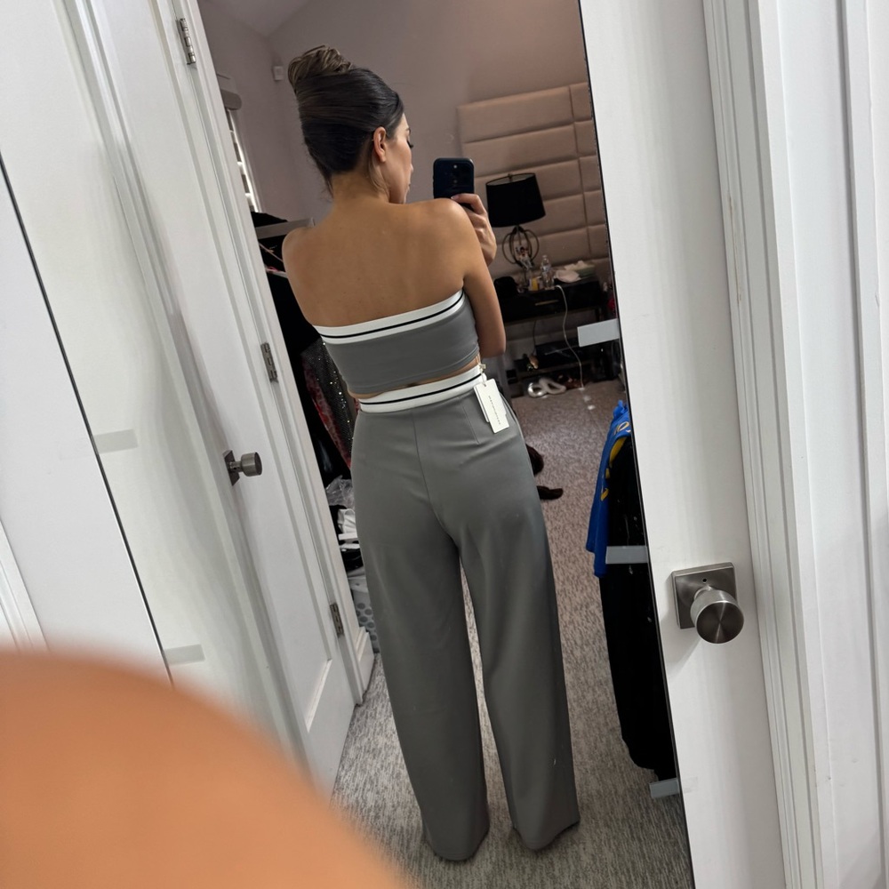 2 piece set- Tube Top and Contrast Waistband Pants Set - Picture 12 of 12